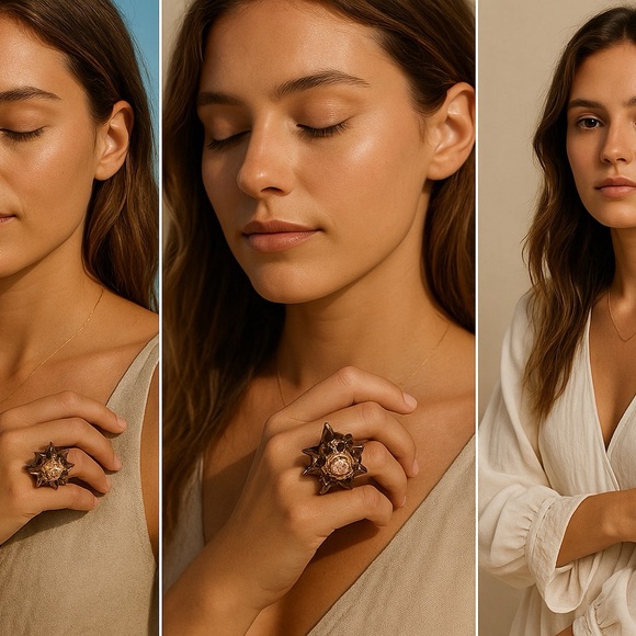 She Shells Art Conch Shell Ring Cocktail Statement Piece Jewelry - Picture 7 of 7